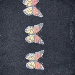 Truly madly deeply long sleeve cropped black tee